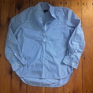 J Crew Collarless Popover Button Up